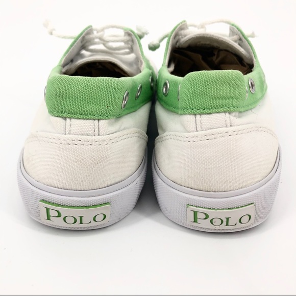 Polo Lime Green & White Canvas Boat Shoes Size 8 - Picture 5 of 8